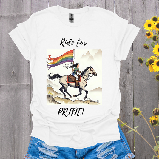 Ride for Pride Horse T-Shirt - Unisex Softstyle