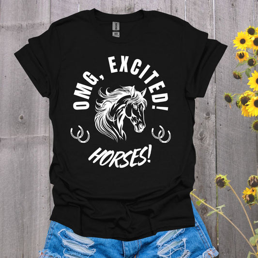 OMG, Excited Horses Softstyle T-Shirt
