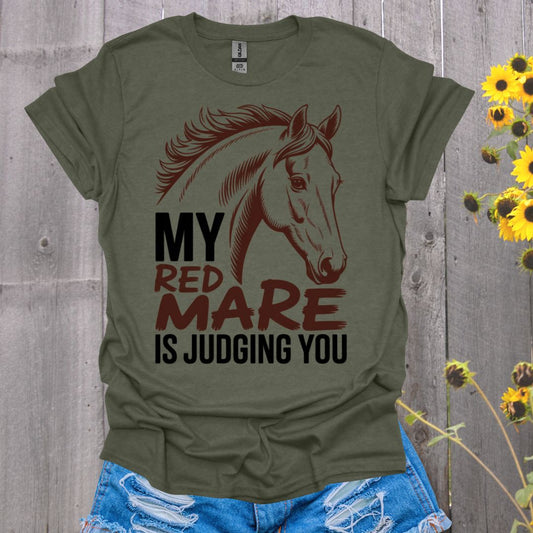 Red Mare Judging Horse T-Shirt