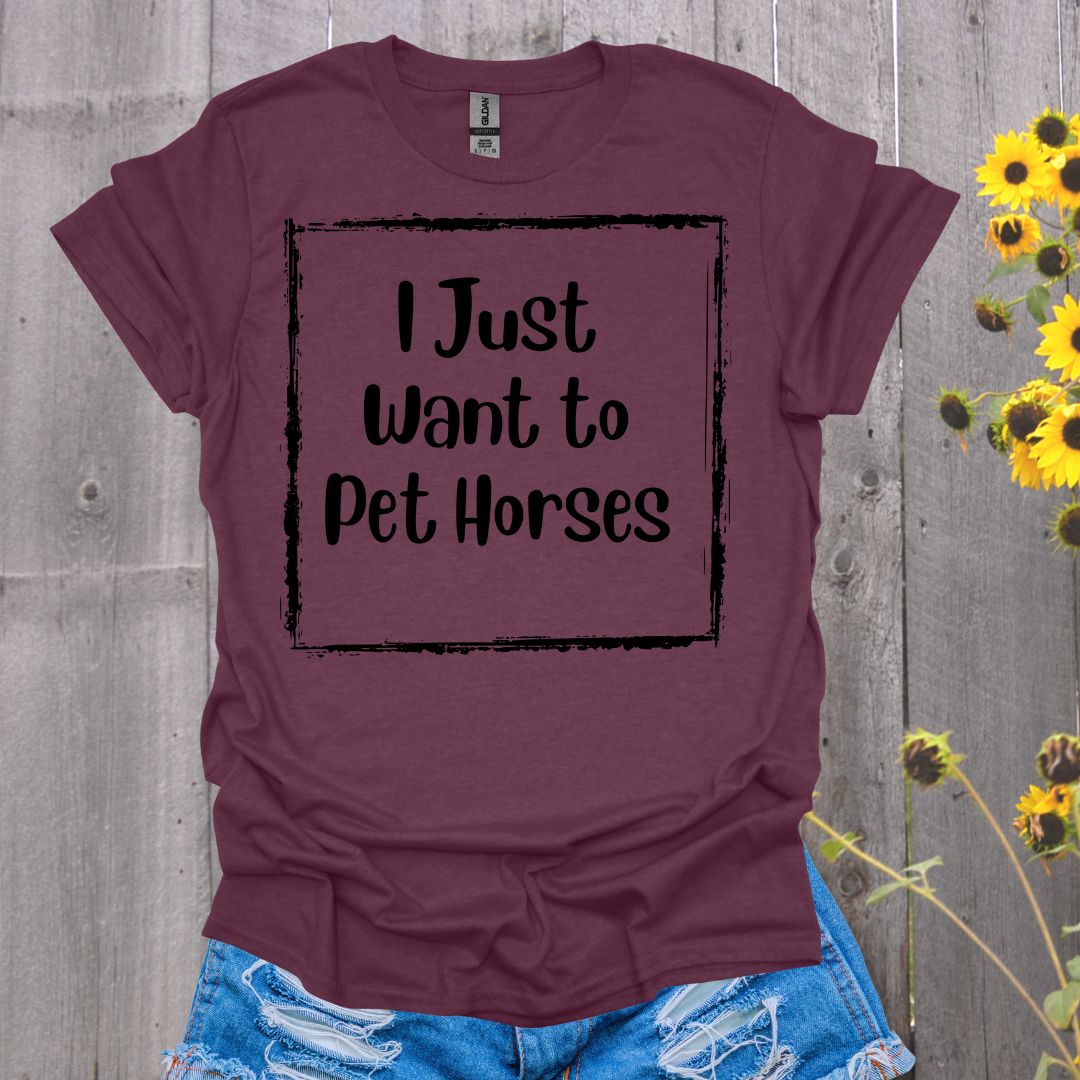I Just Want to Pet Horses Softstyle T-Shirt