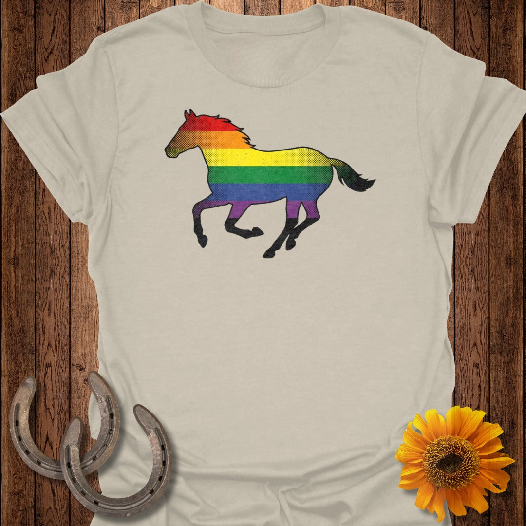 Rainbow Horse Graphic Design on Casual T-Shirt