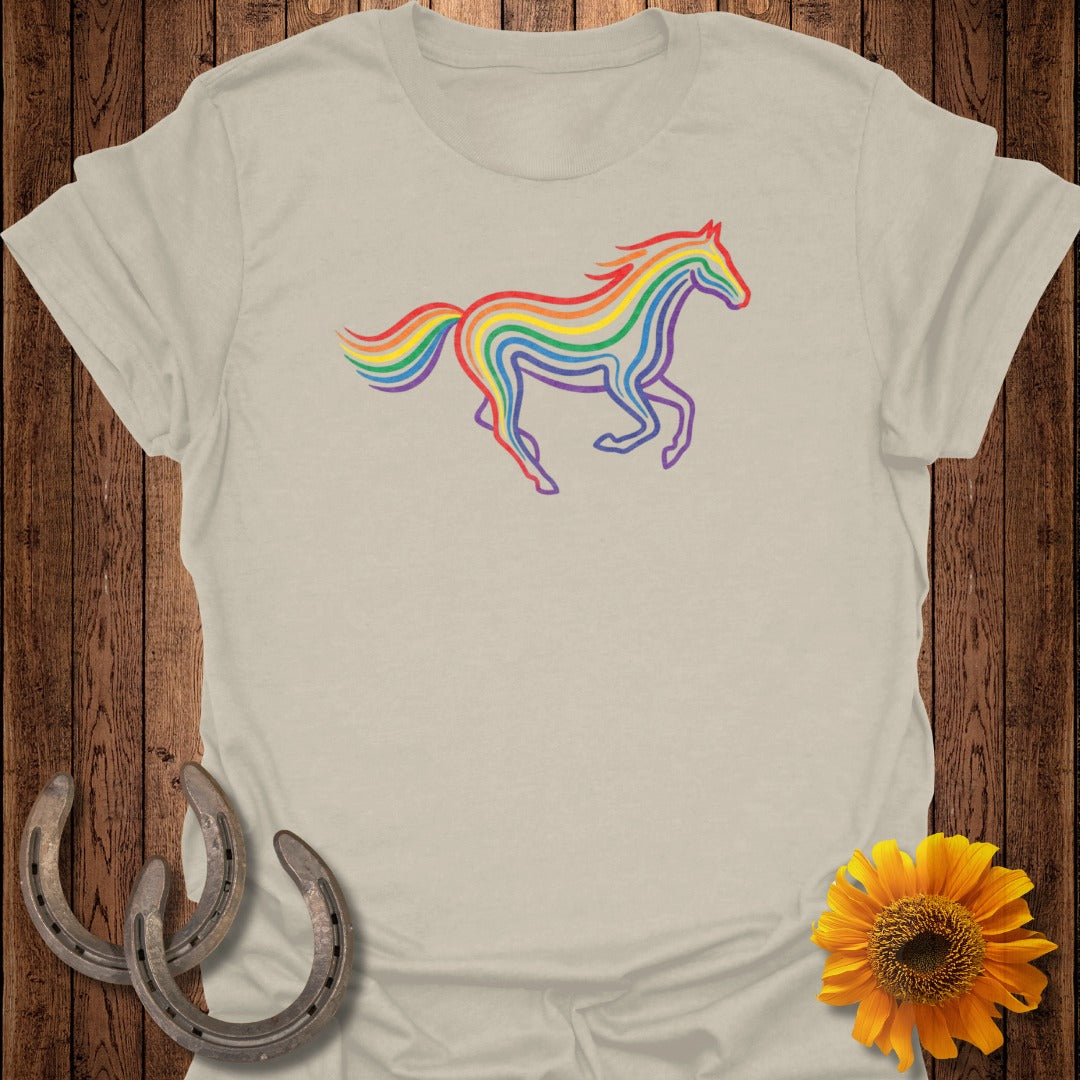 Rainbow Striped Galloping Horse Graphic T-Shirt Product