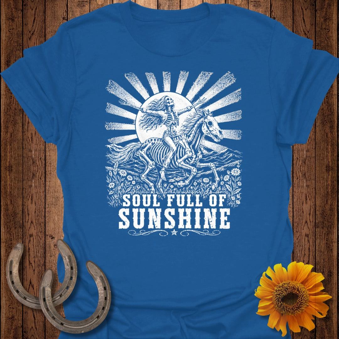 Skeleton riding a horse with "SOUL FULL OF SUNSHINE" text.