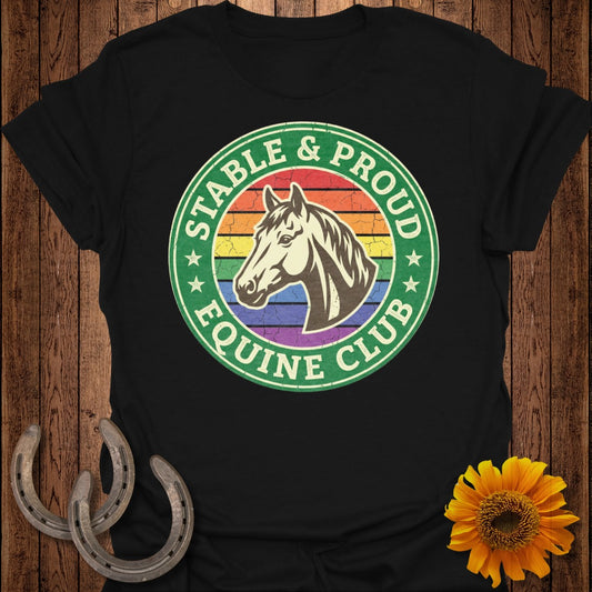 Stable & Proud Equine Club Rainbow Horse Graphic Shirt