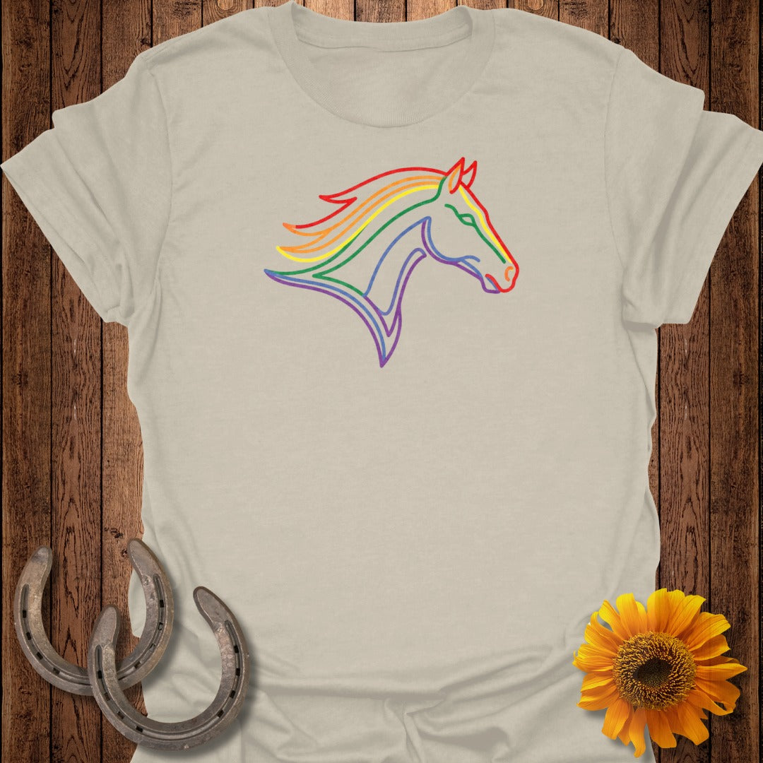 Colorful Rainbow Horse Head Design T-shirt