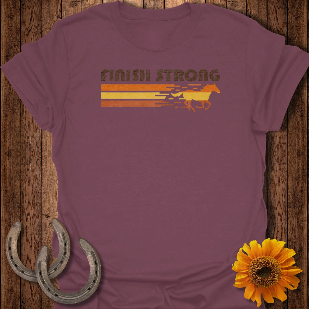 Finish Strong Graphic Tee with Running Horse Design