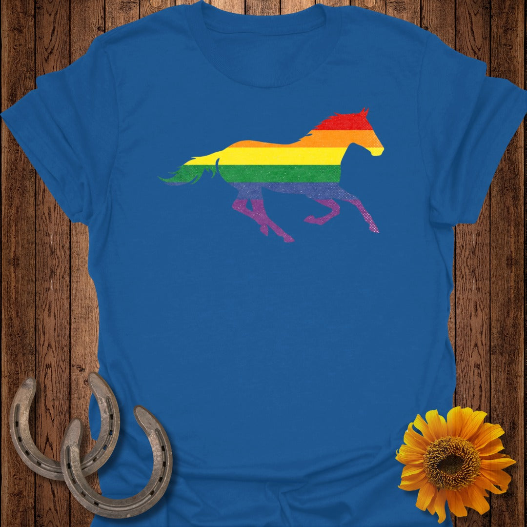 Rainbow Colored Horse Graphic T-Shirt for Pride Events