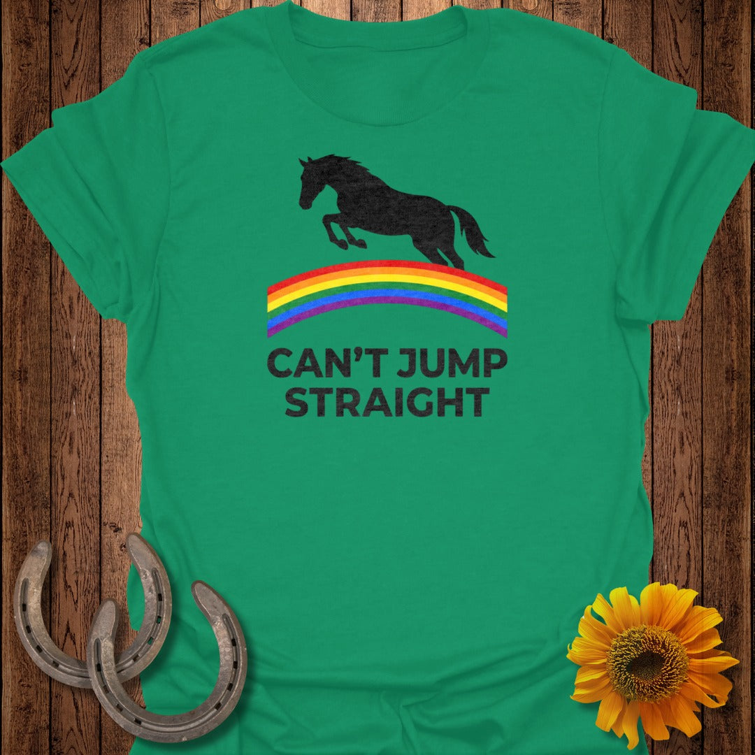 Can't Jump Straight Rainbow Horse Graphic Shirt