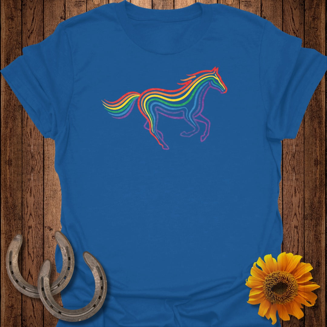 Colorful Rainbow Horse Design T-Shirt For Everyday Use