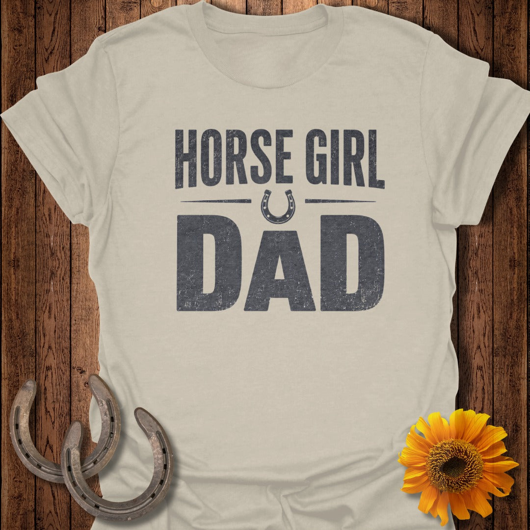 T-shirt with "HORSE GIRL DAD" and a horseshoe graphic.