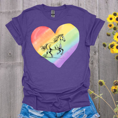 Rainbow Heart Pride Horse T-Shirt