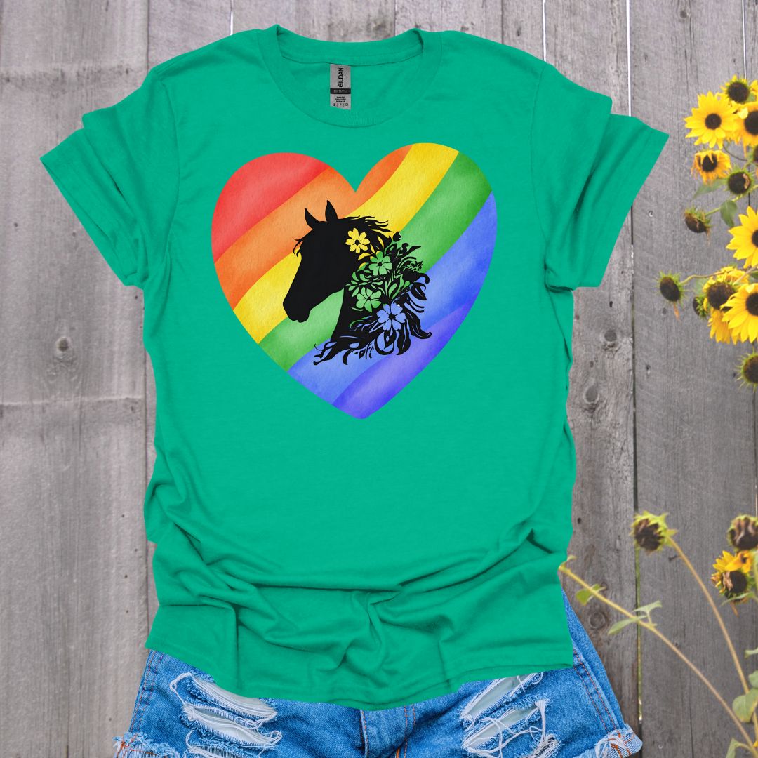 Rainbow Heart Horse T-Shirt