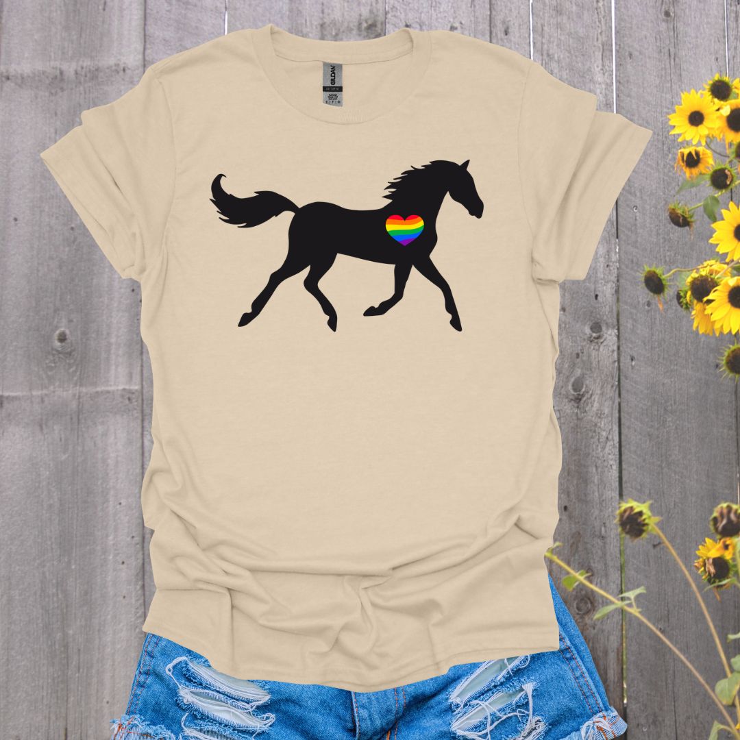 Rainbow Heart Horse T-Shirt