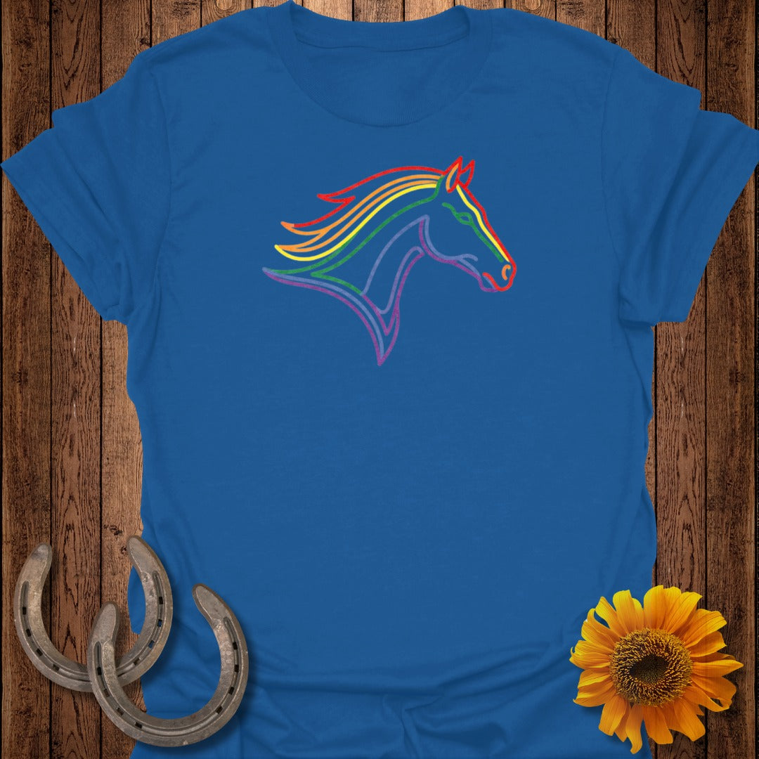 Colorful Rainbow Horse Head Design T-shirt