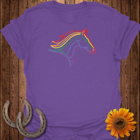 Purple T-Shirt with Colorful Horse Design Apparel
