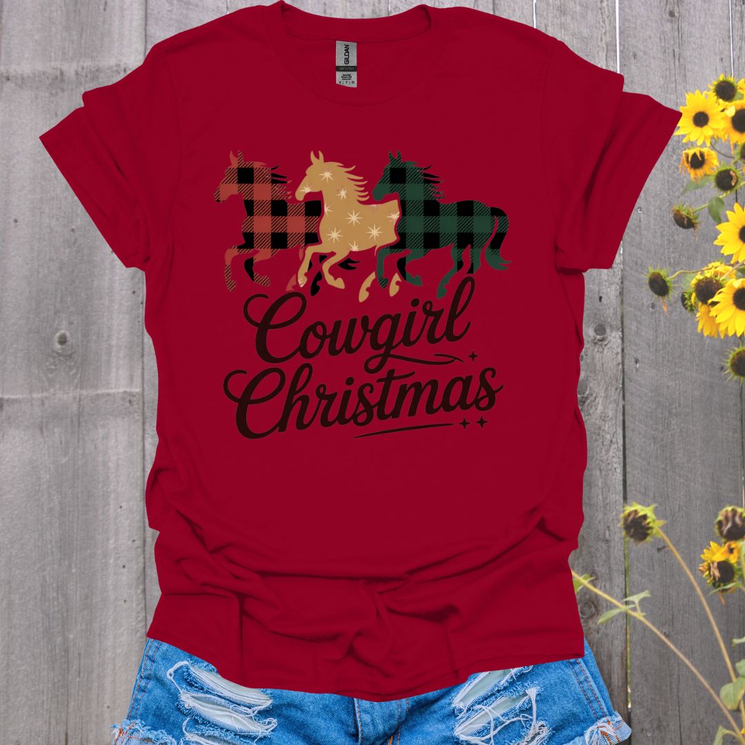 Cowgirl Christmas Horse T-Shirt