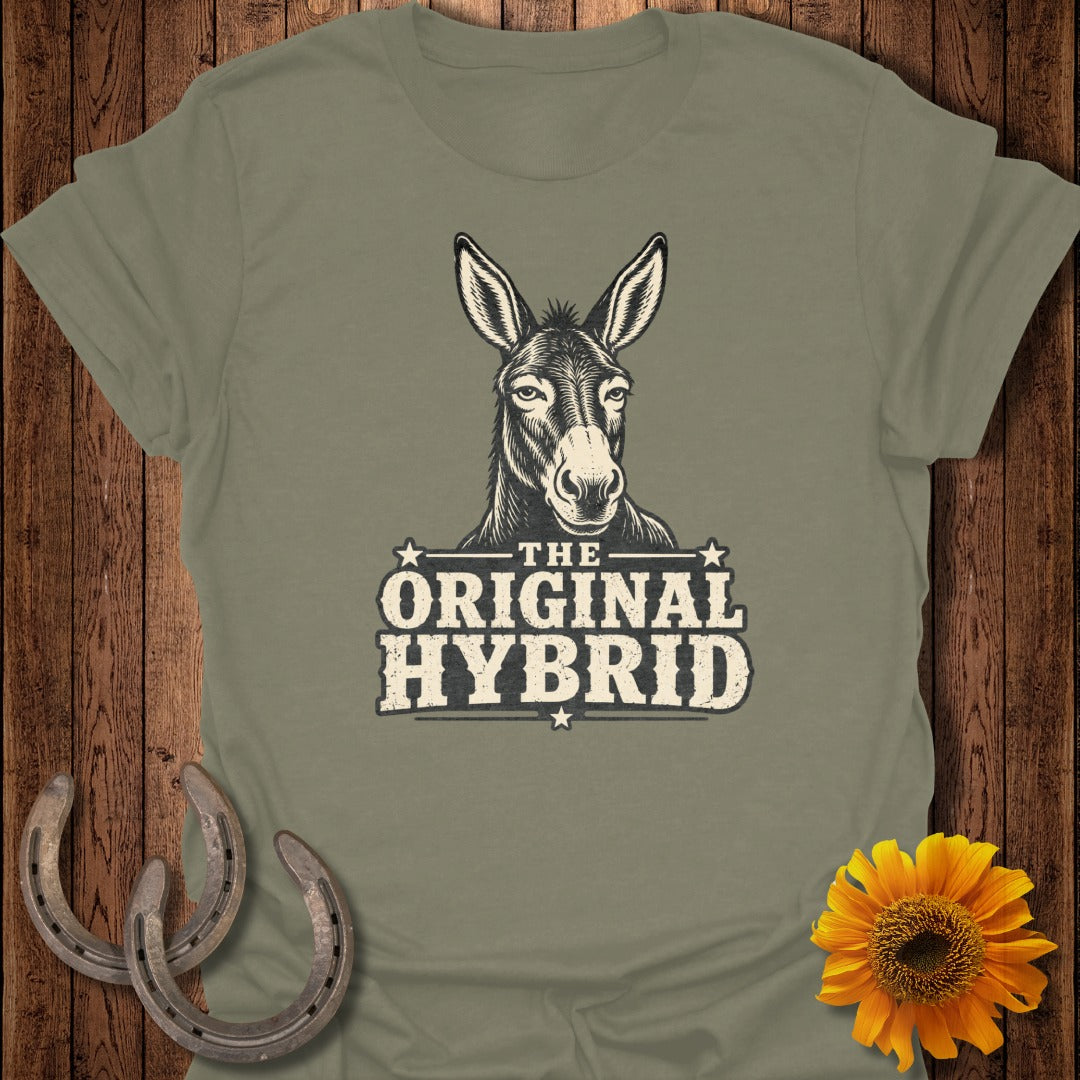 Donkey with "The Original Hybrid" text and horseshoe accents.