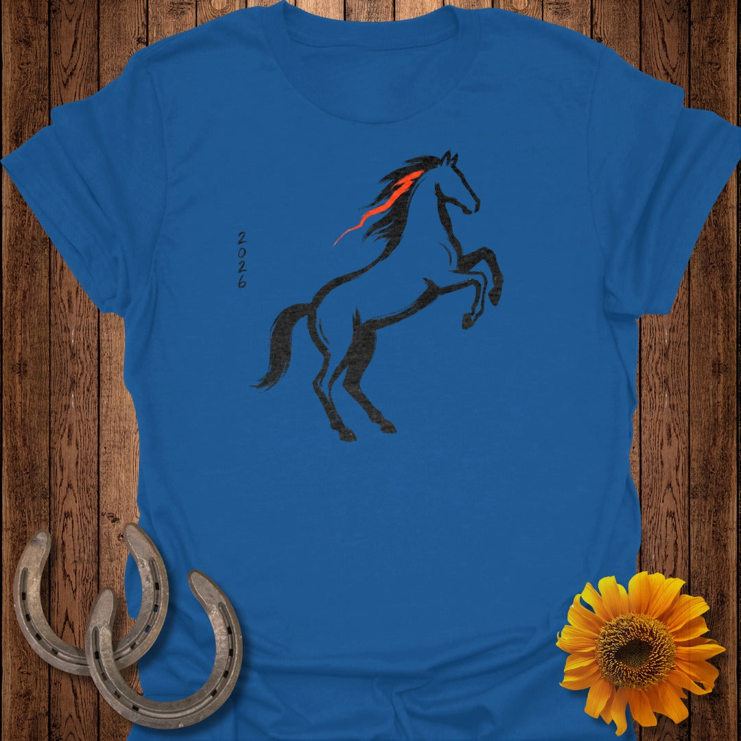 Majestic Black Horse Graphic Print T-Shirt