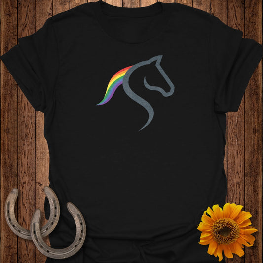 Rainbow Mane Horse Silhouette Graphic T-shirt