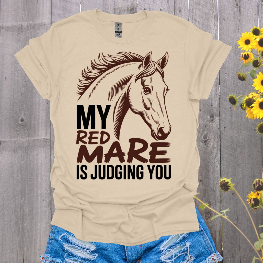 Red Mare Judging Horse T-Shirt