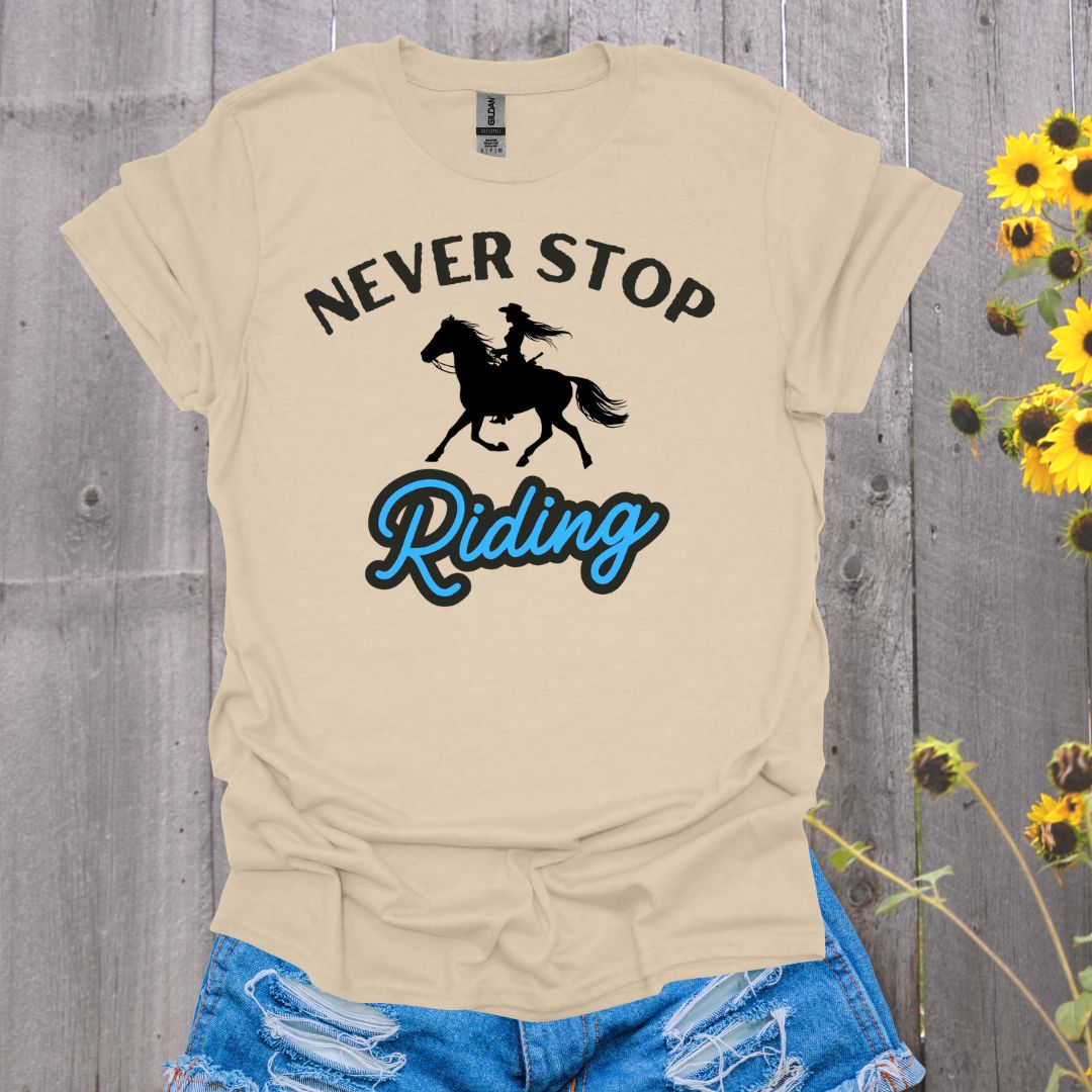 Never Stop Riding Horse T-Shirt - Unisex Softstyle