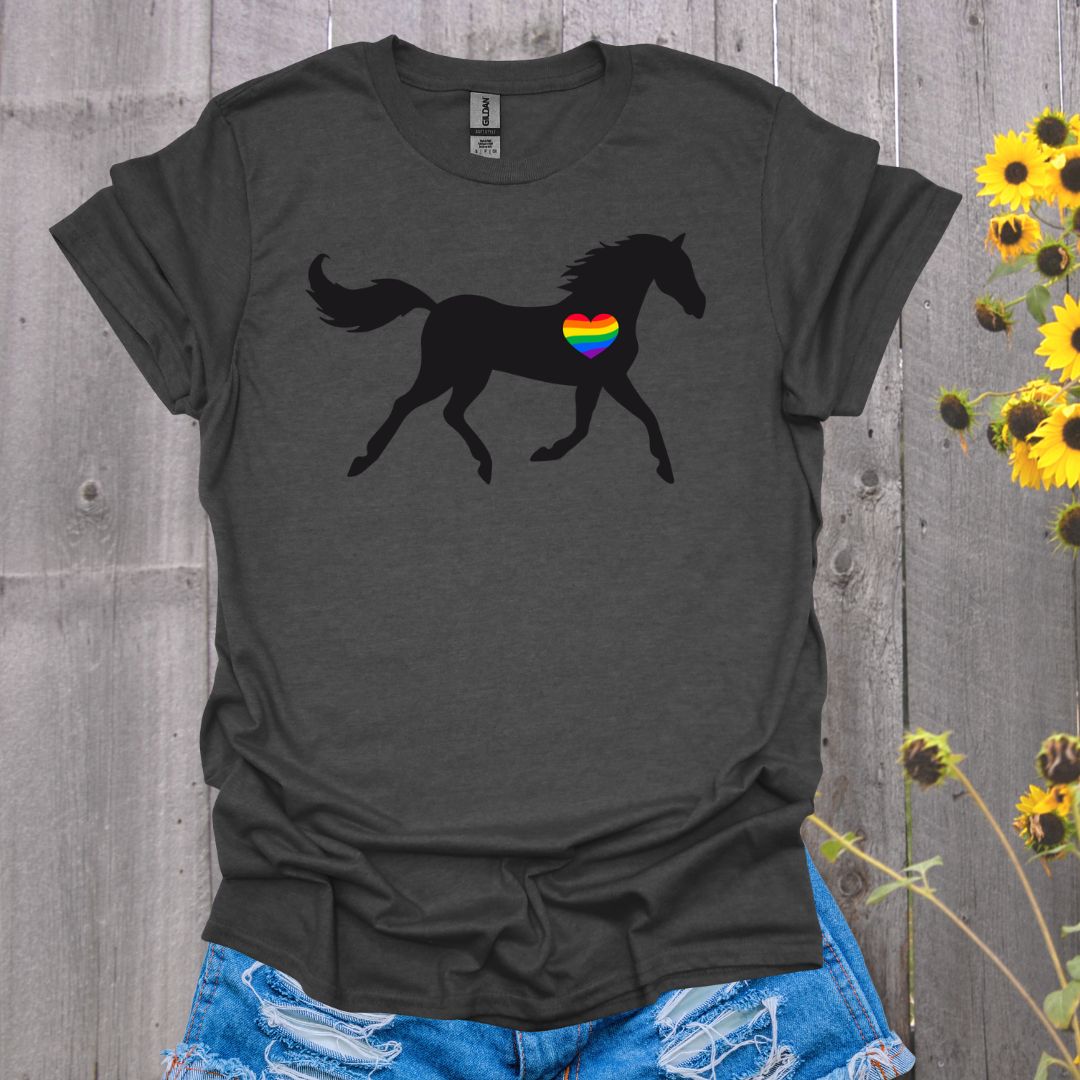 Rainbow Heart Horse T-Shirt