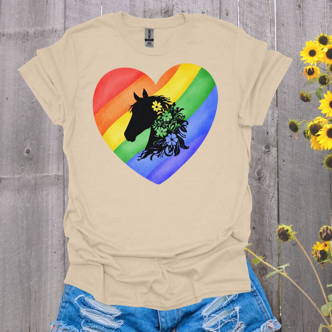 Rainbow Heart Horse T-Shirt