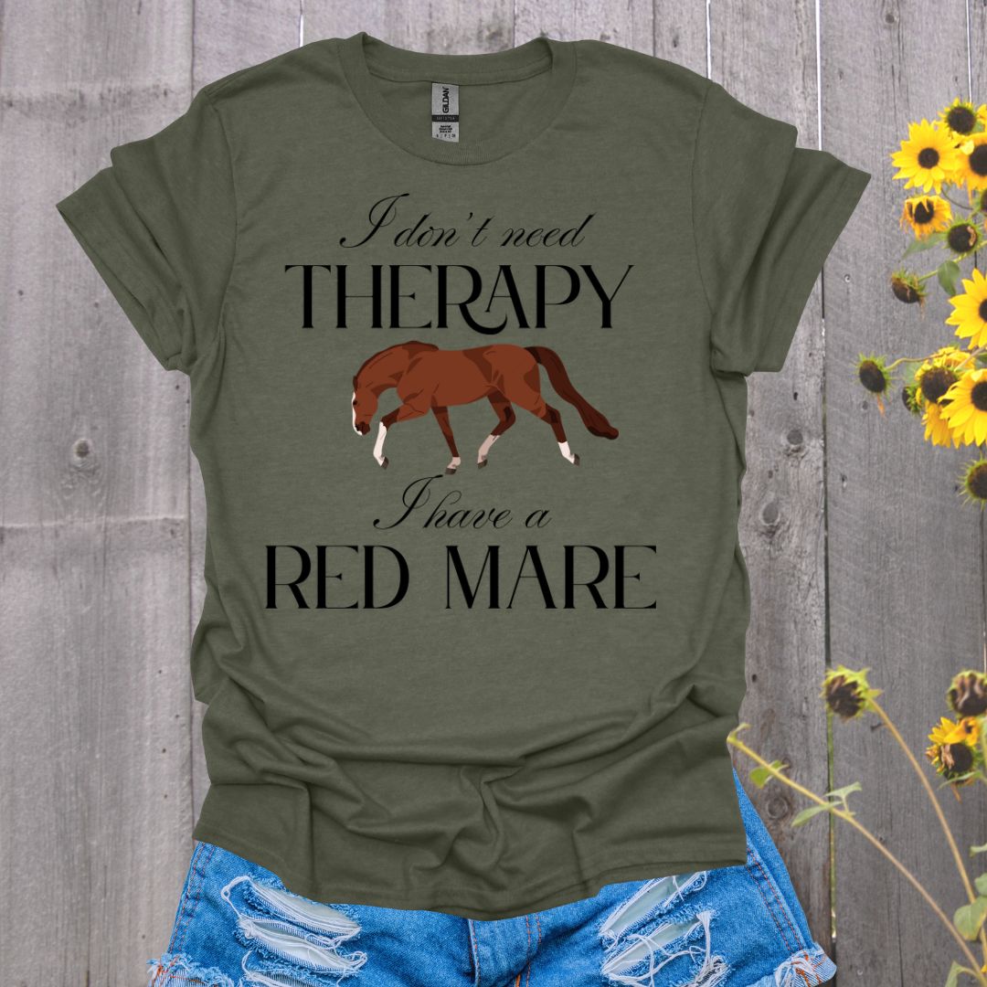 Red Mare Therapy Horse T-Shirt