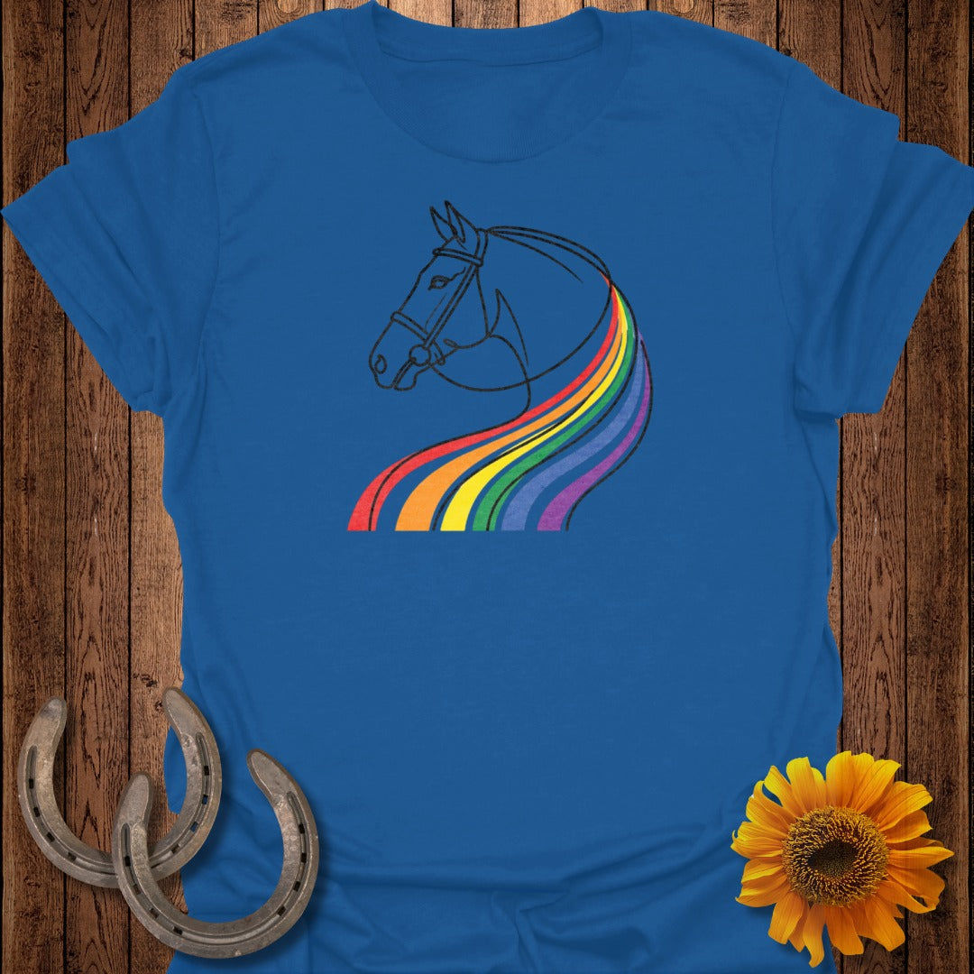 Vibrant Rainbow Horse Graphic Design T-Shirt
