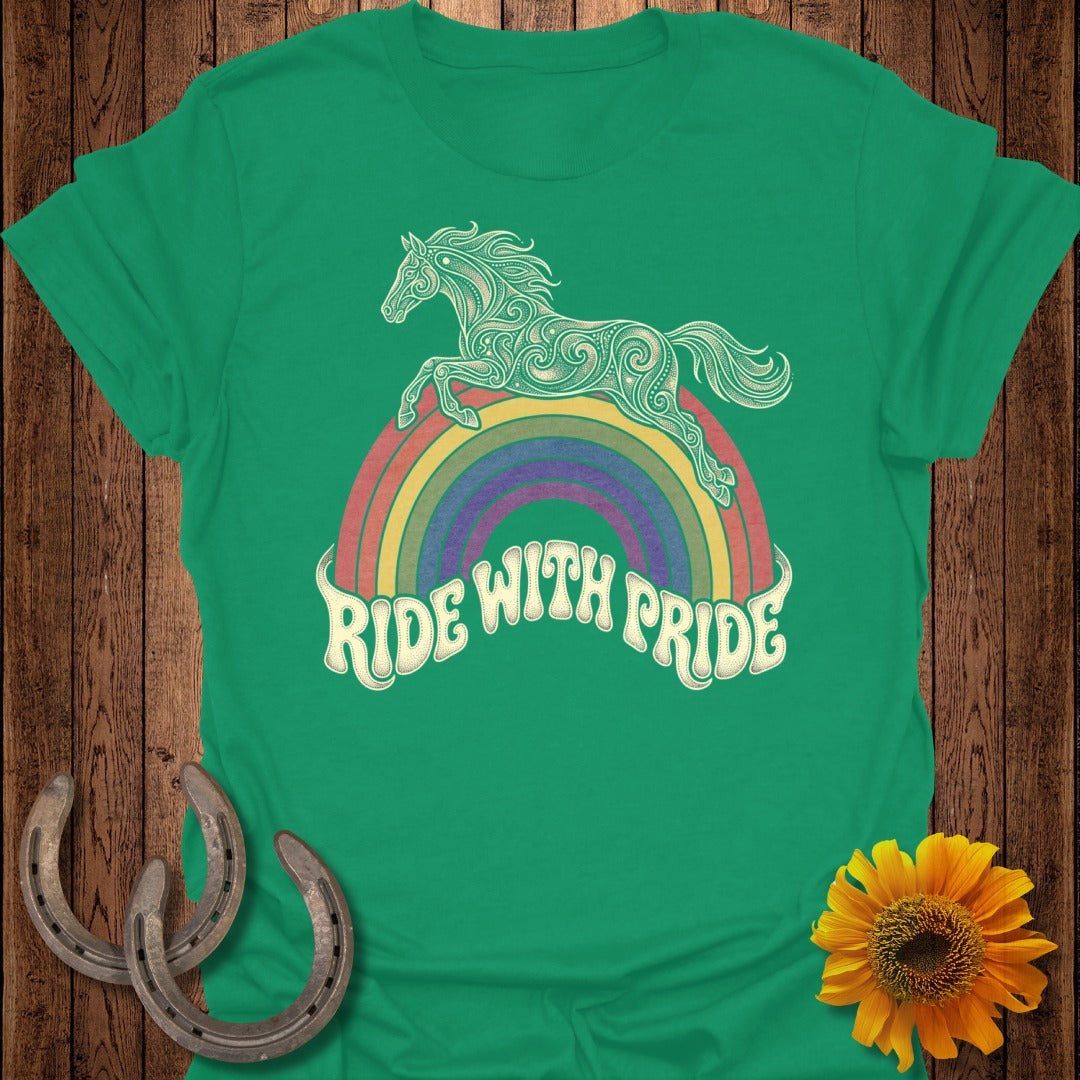 Ride With Pride Colorful Horse Rainbow T-shirt