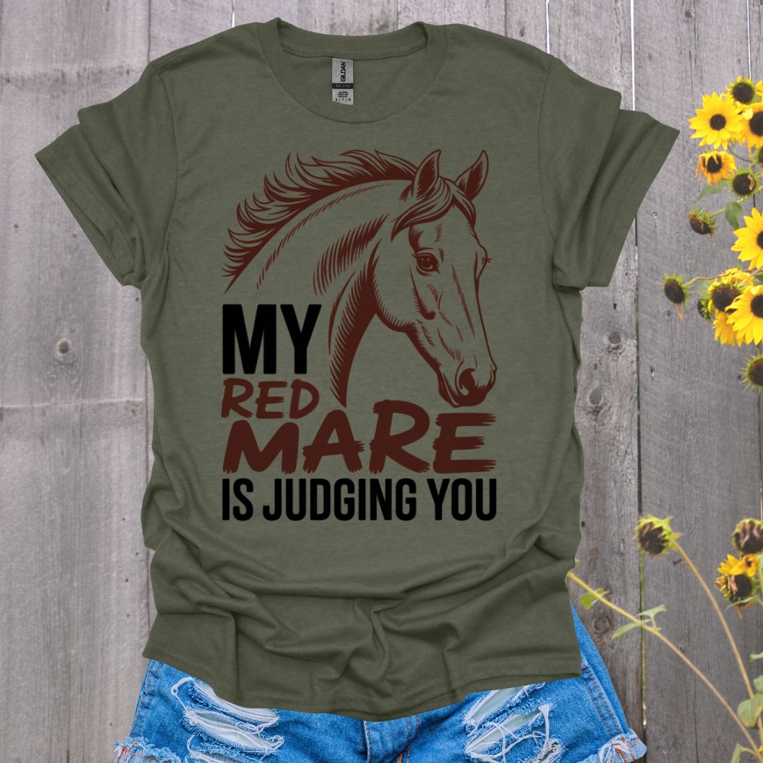 Red Mare Judging Horse T-Shirt