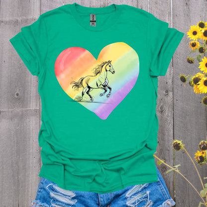 Rainbow Heart Pride Horse T-Shirt