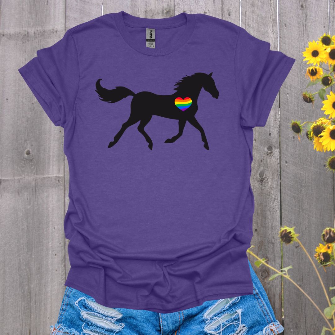 Rainbow Heart Horse T-Shirt