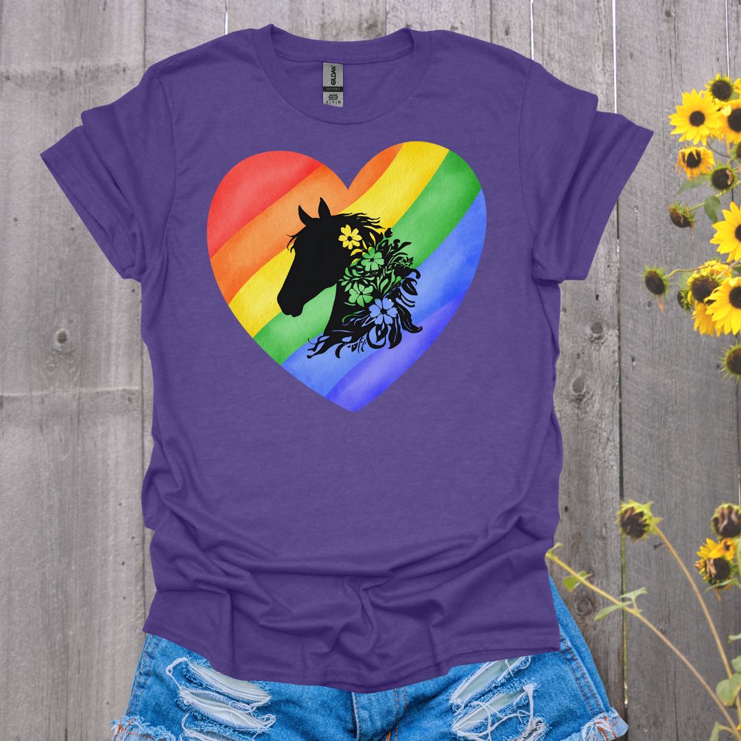 Rainbow Heart Horse T-Shirt