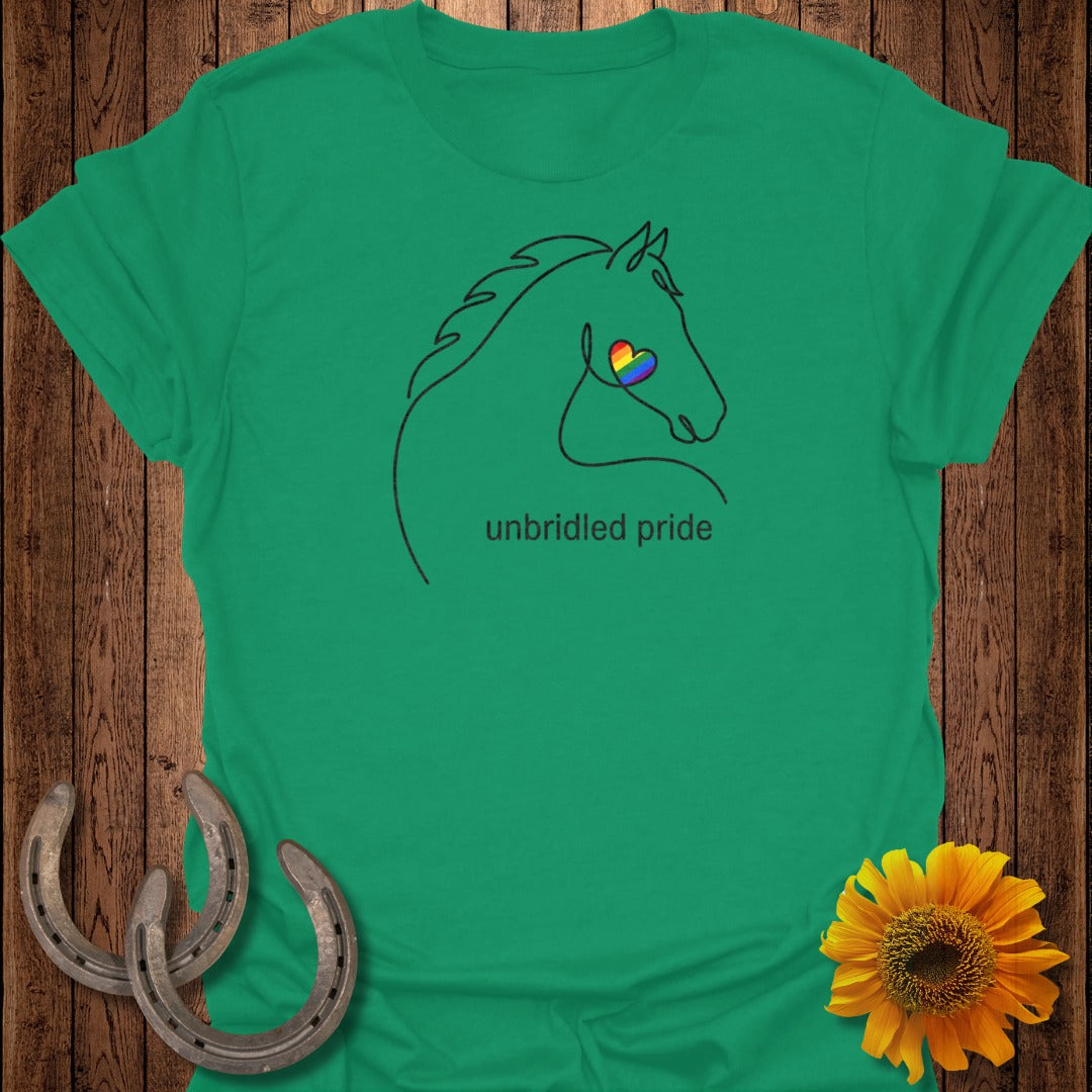 Unbridled Pride Rainbow Horse Line Art T-Shirt