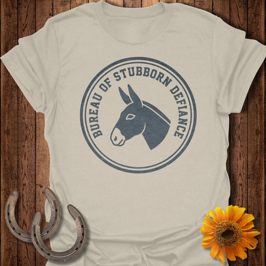 Donkey head graphic with "Bureau of Stubborn Defiance" text.
