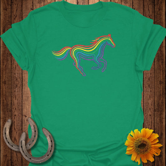 Colorful Rainbow Horse Graphic Art Tee Shirt