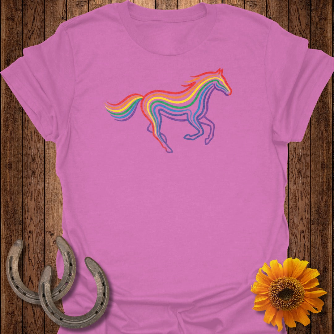 Rainbow Colored Galloping Horse Design Shirt