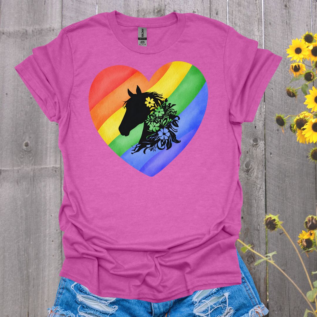 Rainbow Heart Horse T-Shirt