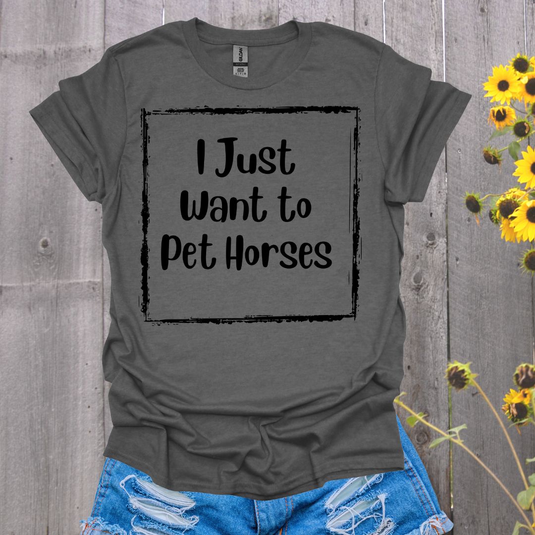 I Just Want to Pet Horses Softstyle T-Shirt