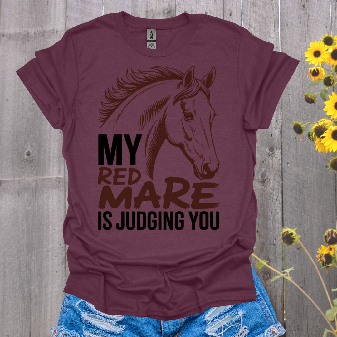 Red Mare Judging Horse T-Shirt