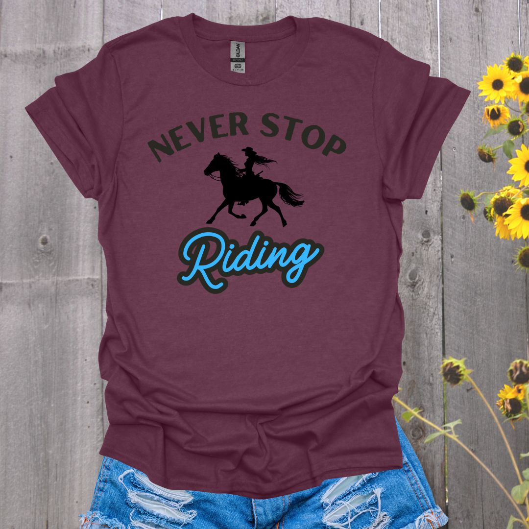 Never Stop Riding Horse T-Shirt - Unisex Softstyle