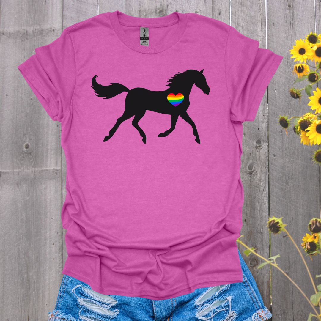 Rainbow Heart Horse T-Shirt