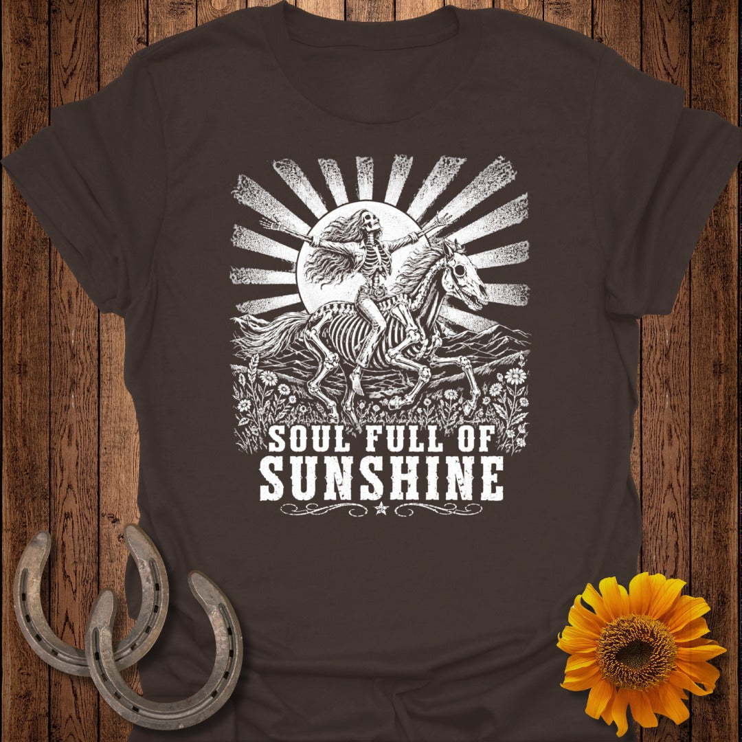 Skeleton riding a horse with "SOUL FULL OF SUNSHINE" text.