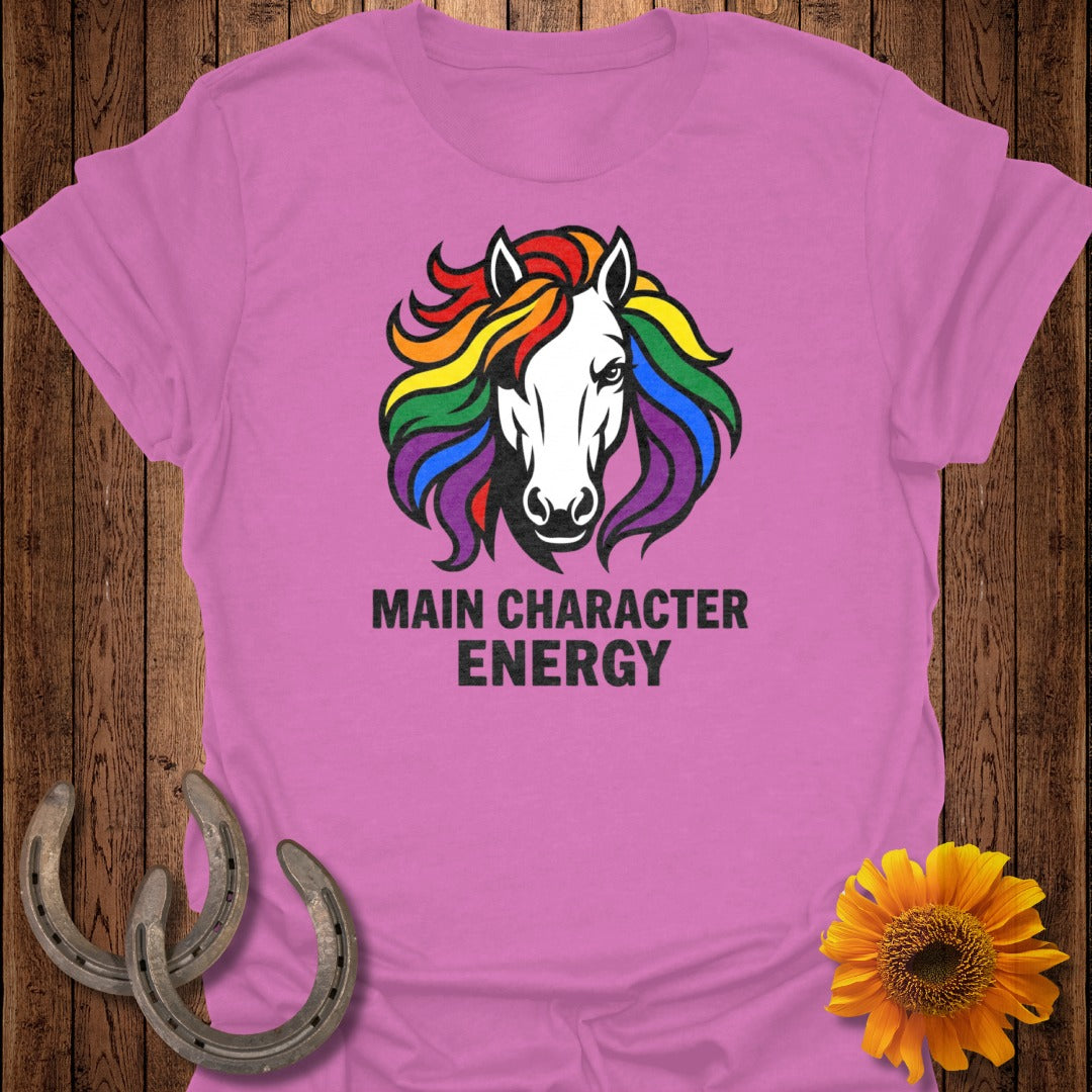 Main Character Energy Rainbow Mane Horse T-Shirt