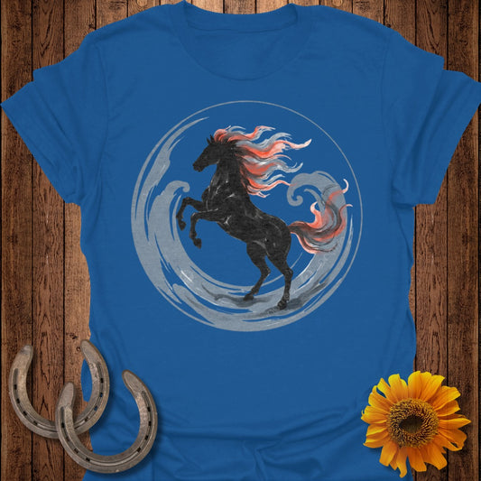 Majestic Black Horse with Fiery Mane T-Shirt