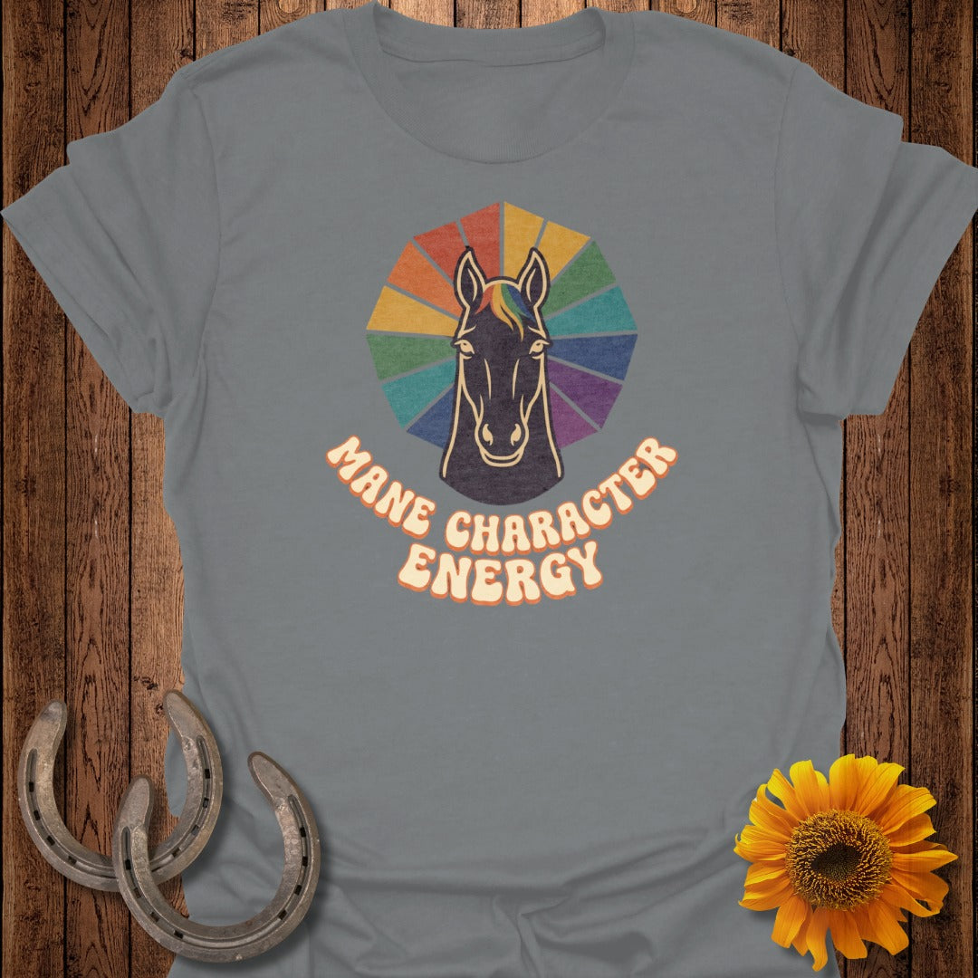 Mane Character Energy Horse Rainbow Graphic Shirt