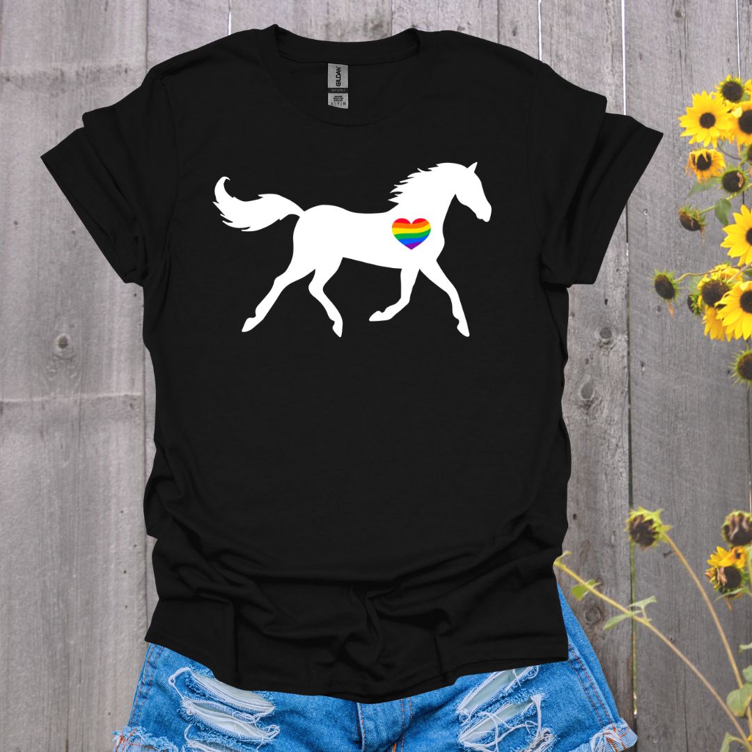 Rainbow Heart Horse T-Shirt