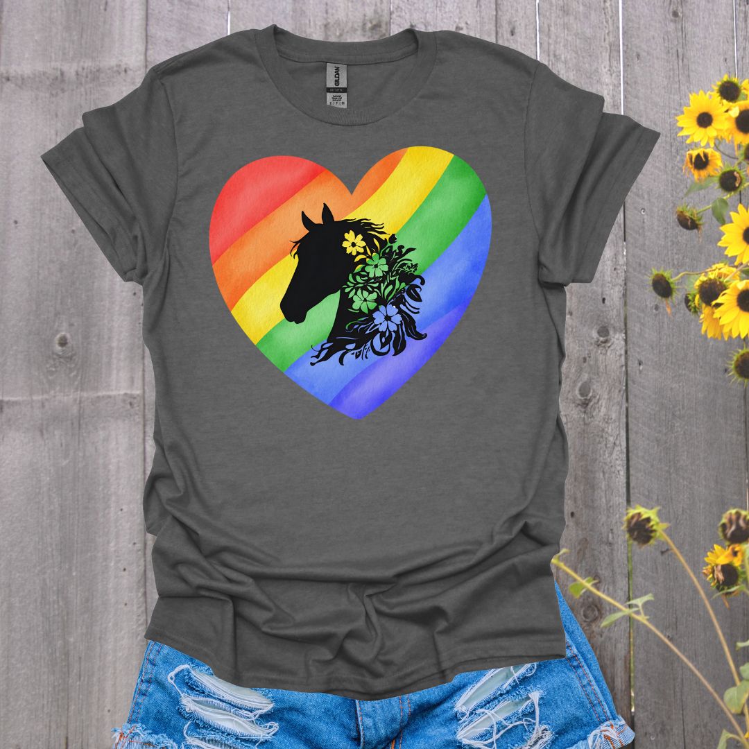 Rainbow Heart Horse T-Shirt
