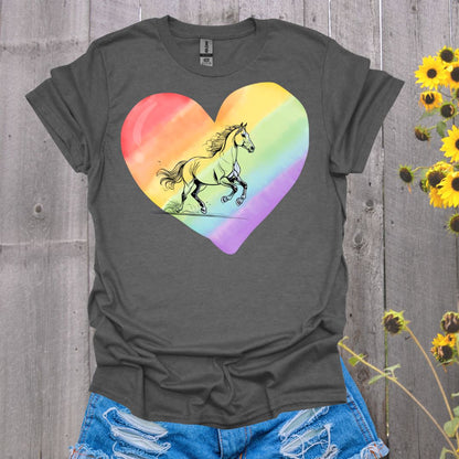 Rainbow Heart Pride Horse T-Shirt